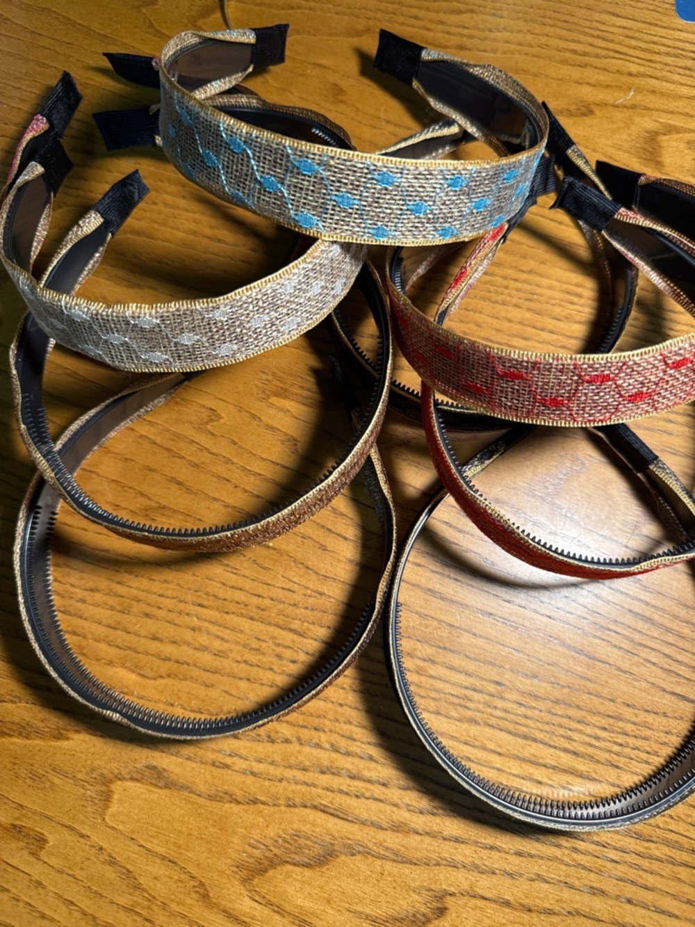 Stylish Embroidered Fabric Headband - Blue, Red, Beige Options set (9) total